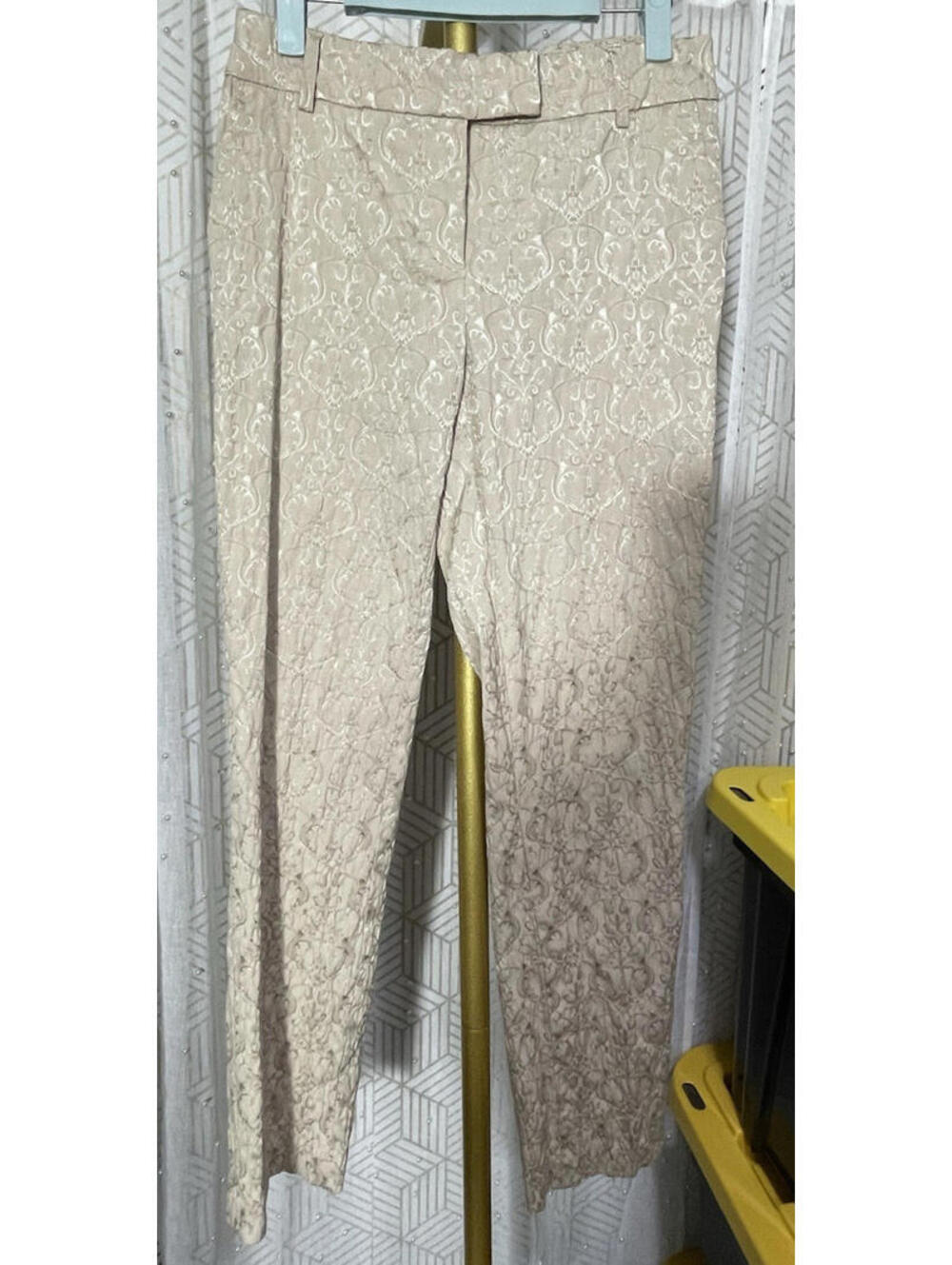Willi Smith Women's Gold Scroll Dress Ankle Pants Sz 8 Classy
